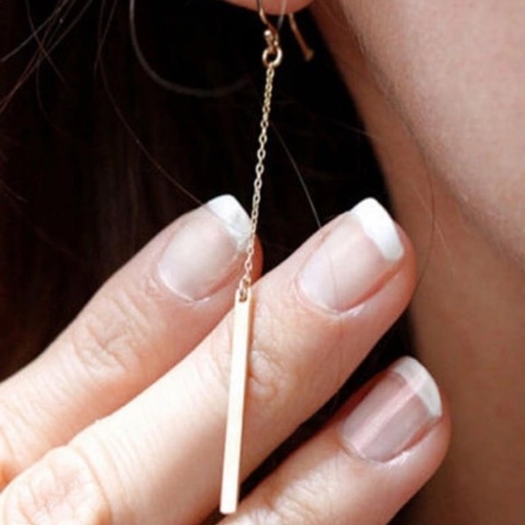 💎💙💎CHAIN💛BAR DROP EARRINGS! BUNDLE 4 DISCOUNT! - Picture 4 of 8